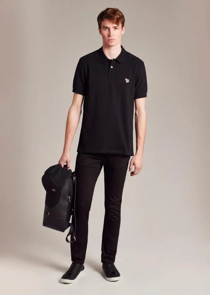 Mens Paul Smith The Classics Black CottonPiqu Zebra Logo Polo Shirt Mens Paul Smith The Classics Black CottonPiqu Zebra Logo Polo Shirt