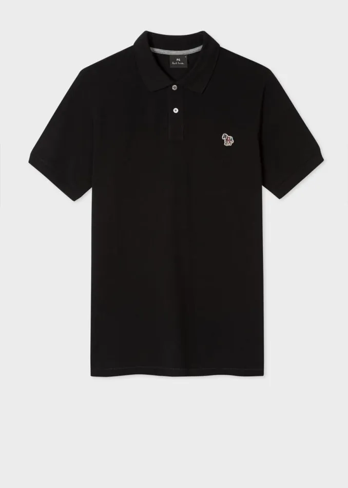 Mens Paul Smith The Classics Black CottonPiqu Zebra Logo Polo Shirt Mens Paul Smith The Classics Black CottonPiqu Zebra Logo Polo Shirt