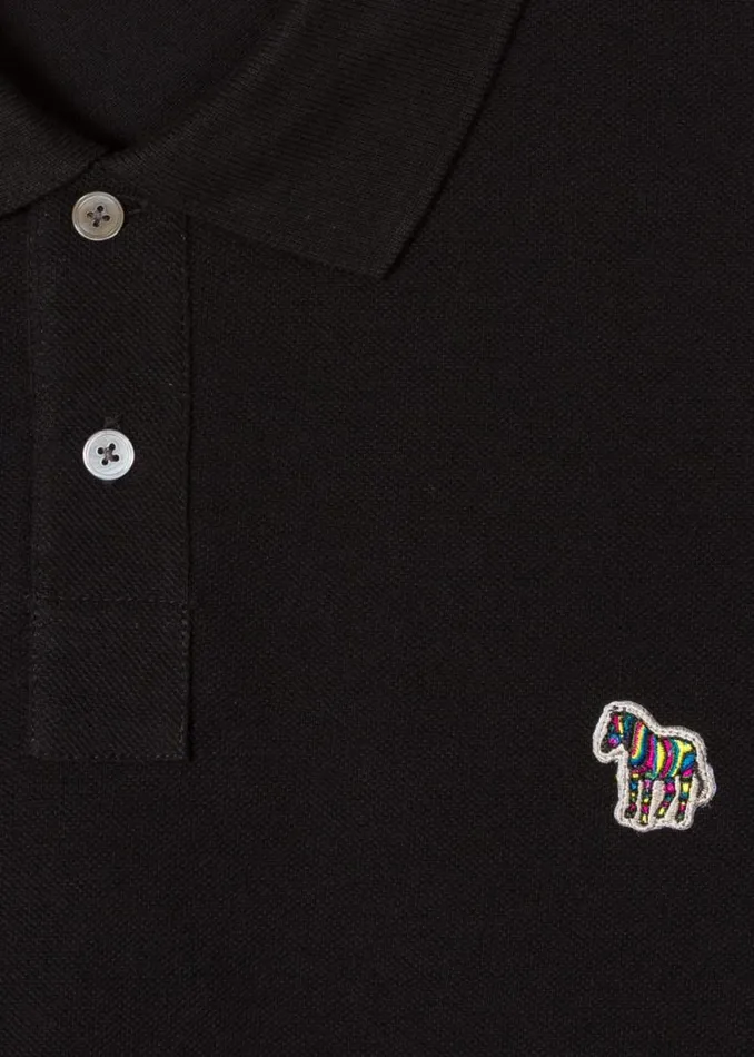 Mens Paul Smith The Classics Black CottonPiqu Zebra Logo Polo Shirt Mens Paul Smith The Classics Black CottonPiqu Zebra Logo Polo Shirt