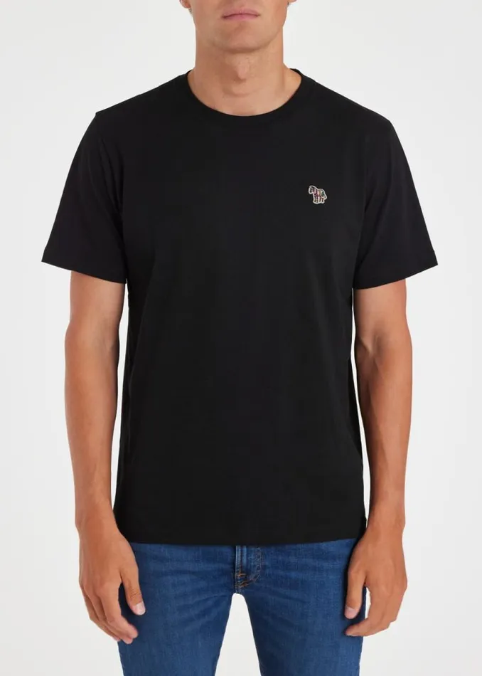 Mens Paul Smith The Classics Black Cotton Zebra Logo TShirt