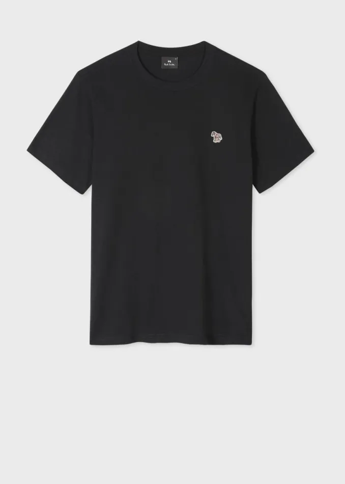 Mens Paul Smith The Classics Black Cotton Zebra Logo TShirt