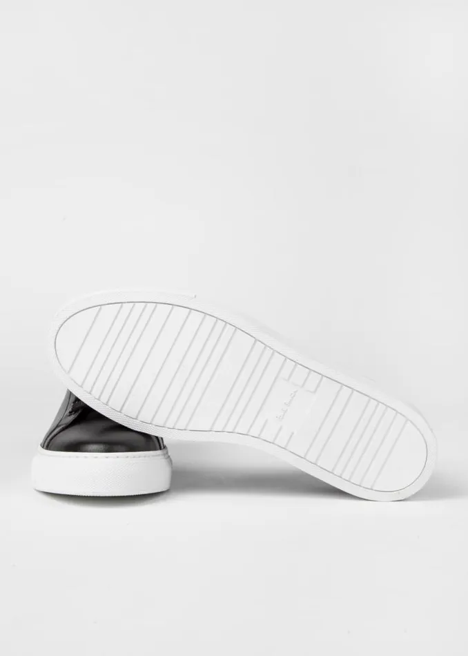 Mens Paul Smith The Classics Black Leather 039Beck039 Sneakers With 039Signature Stripe039 Heel Panels