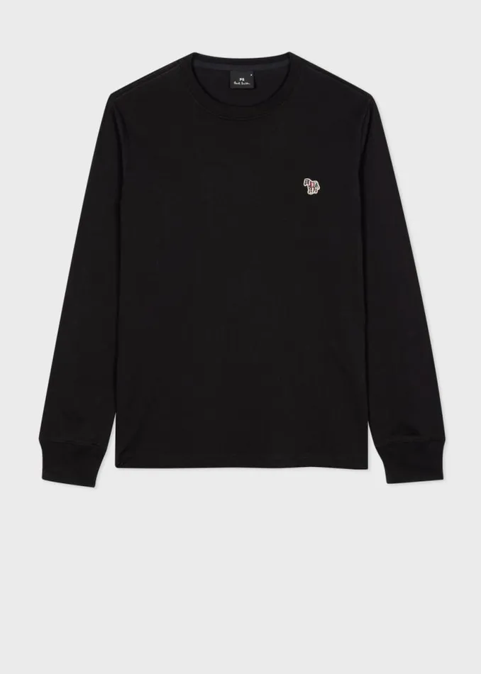 Mens Paul Smith The Classics Black Zebra Logo LongSleeve TShirt Mens Paul Smith The Classics Black Zebra Logo LongSleeve TShirt