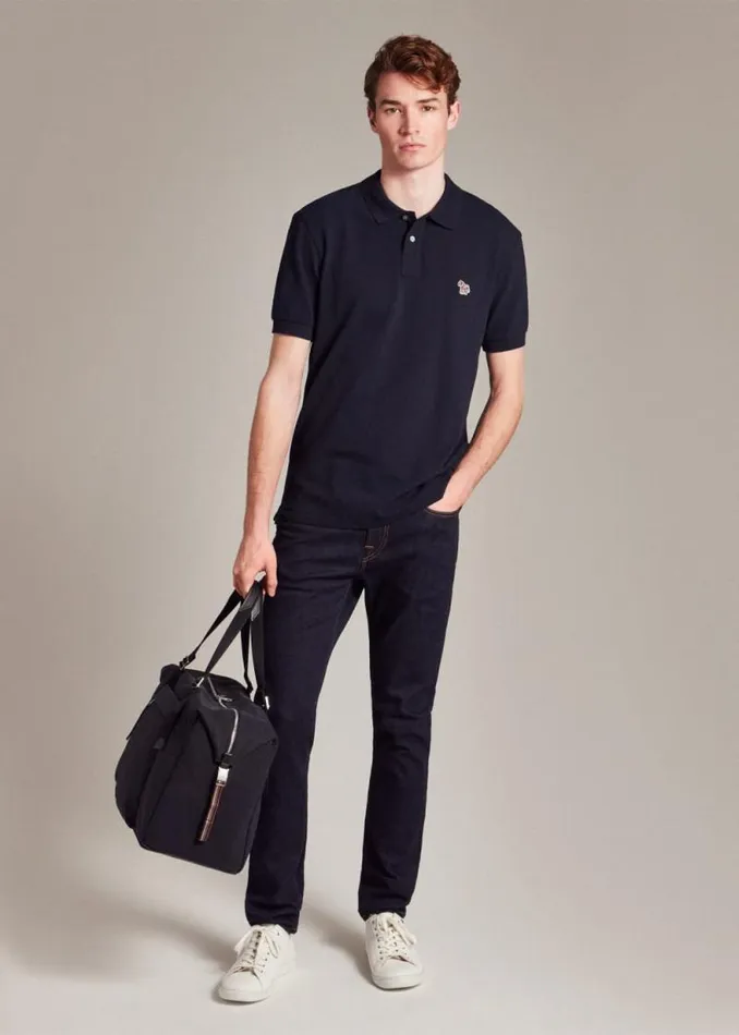 Mens Paul Smith The Classics Dark Navy CottonPiqu Zebra Logo Polo Shirt Mens Paul Smith The Classics Dark Navy CottonPiqu Zebra Logo Polo Shirt