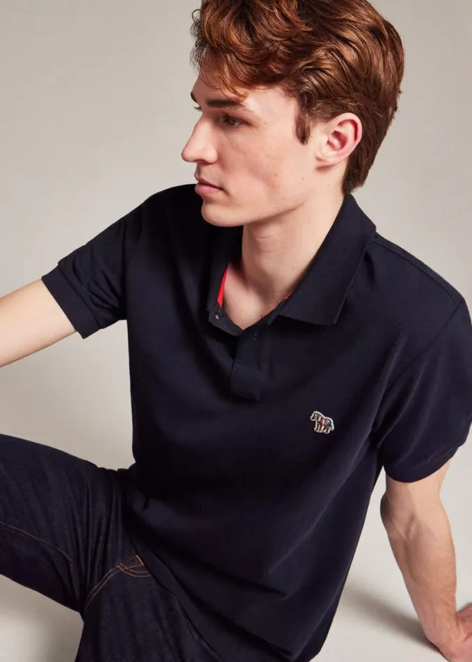 Mens Paul Smith The Classics Dark Navy CottonPiqu Zebra Logo Polo Shirt Mens Paul Smith The Classics Dark Navy CottonPiqu Zebra Logo Polo Shirt
