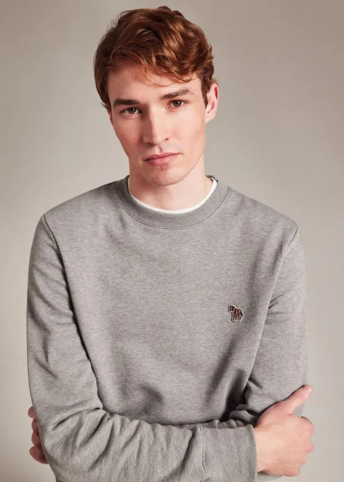 Mens Paul Smith The Classics Grey Cotton Zebra Logo Sweatshirt