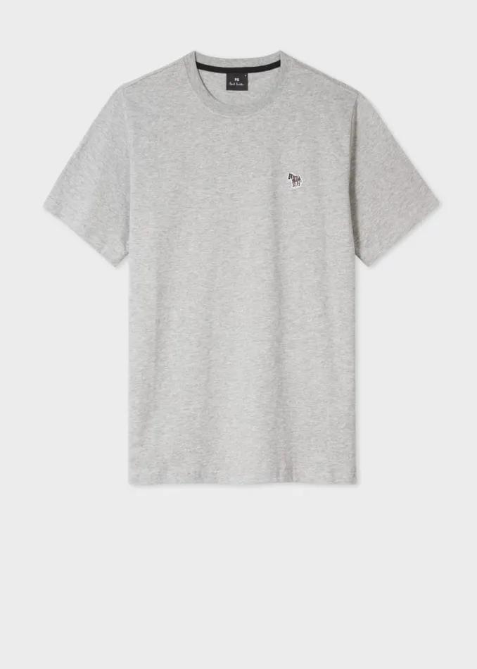 Mens Paul Smith The Classics Grey Marl Cotton Zebra Logo TShirt Mens Paul Smith The Classics Grey Marl Cotton Zebra Logo TShirt