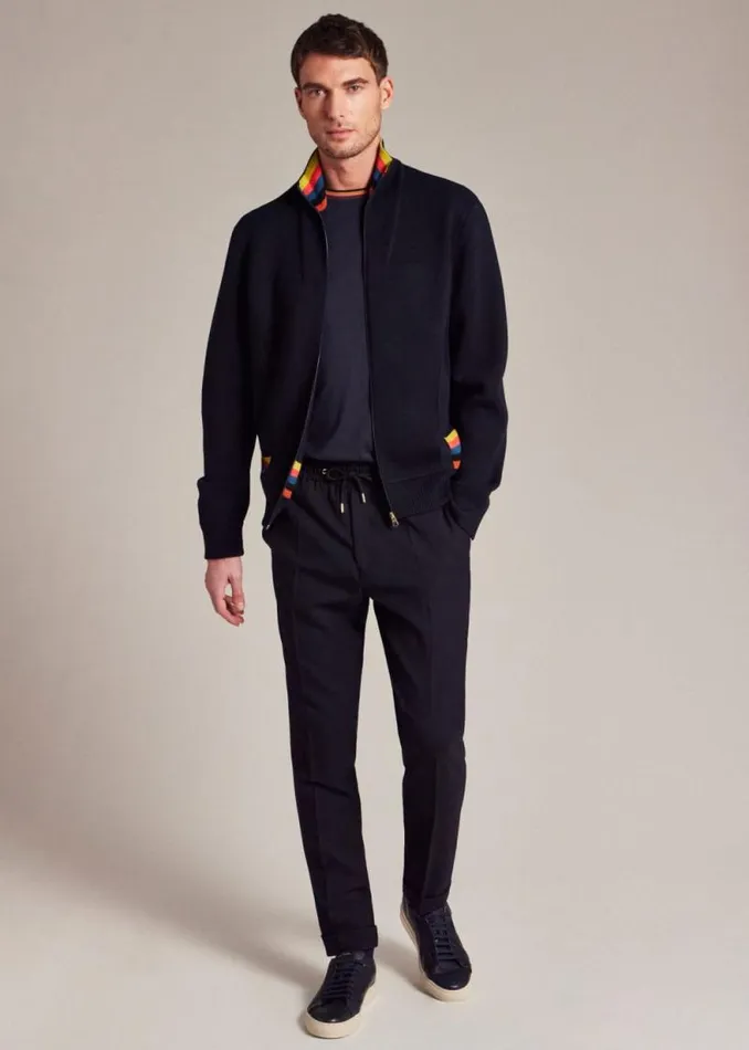 Mens Paul Smith The Classics Navy 039Artist Stripe039 Collar Cotton TShirt Mens Paul Smith The Classics Navy 039Artist Stripe039 Collar Cotton TShirt