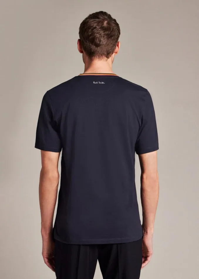 Mens Paul Smith The Classics Navy 039Artist Stripe039 Collar Cotton TShirt Mens Paul Smith The Classics Navy 039Artist Stripe039 Collar Cotton TShirt