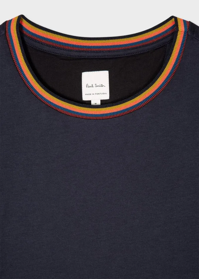 Mens Paul Smith The Classics Navy 039Artist Stripe039 Collar Cotton TShirt Mens Paul Smith The Classics Navy 039Artist Stripe039 Collar Cotton TShirt