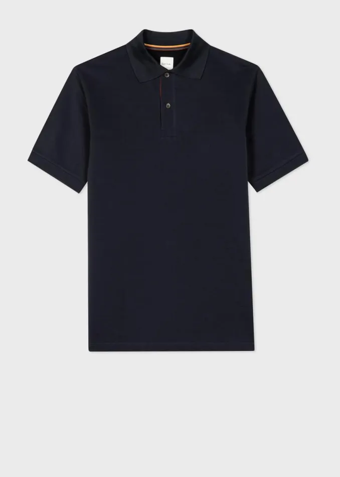 Mens Paul Smith The Classics Navy Cotton 039Artist Stripe039 Placket Polo Shirt