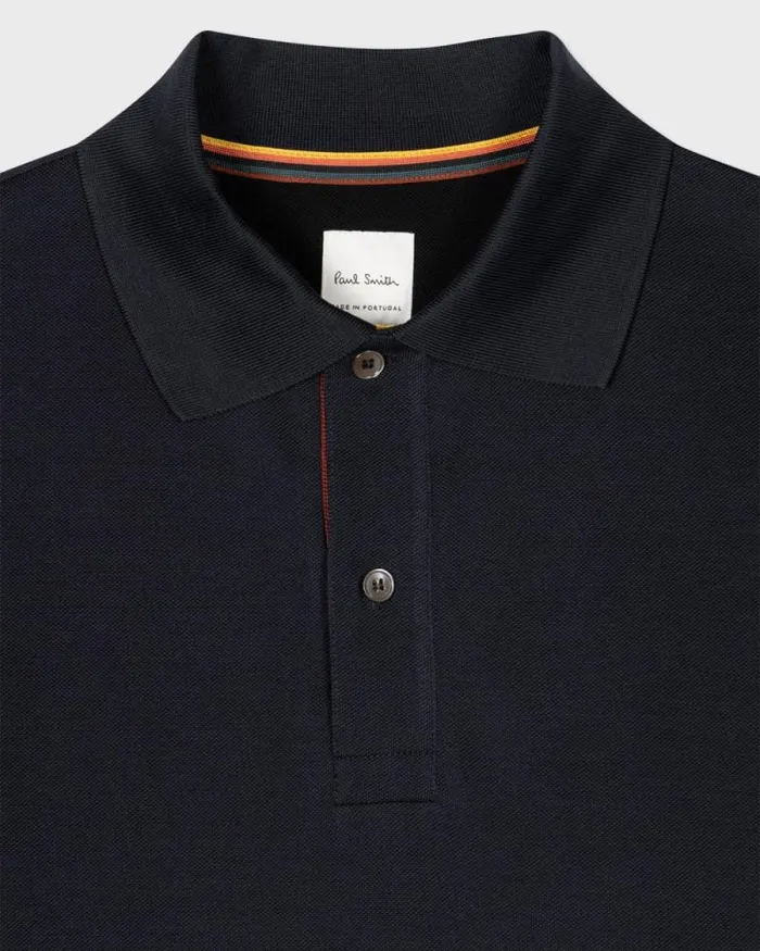 Mens Paul Smith The Classics Navy Cotton 039Artist Stripe039 Placket Polo Shirt