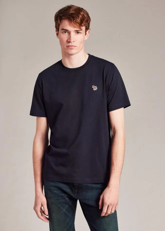 Mens Paul Smith The Classics Navy Cotton Zebra Logo TShirt