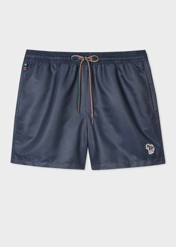 Mens Paul Smith The Classics Navy Zebra Logo Swim Shorts