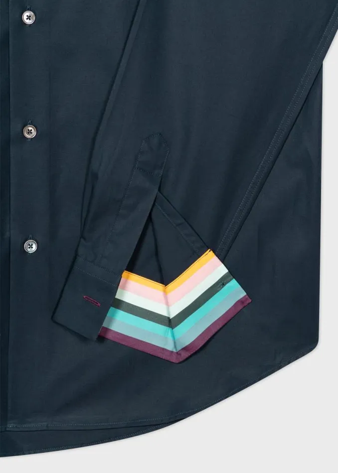 Mens Paul Smith The Classics RegularFit Dark Navy Cotton 039Artist Stripe039 Cuff Shirt Mens Paul Smith The Classics RegularFit Dark Navy Cotton 039Artist Stripe039 Cuff Shirt