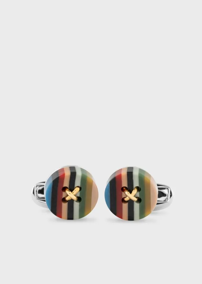 Mens Paul Smith The Classics Signature Stripe039 Button Cufflinks