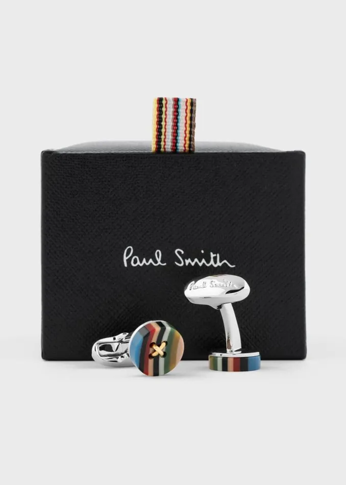 Mens Paul Smith The Classics Signature Stripe039 Button Cufflinks