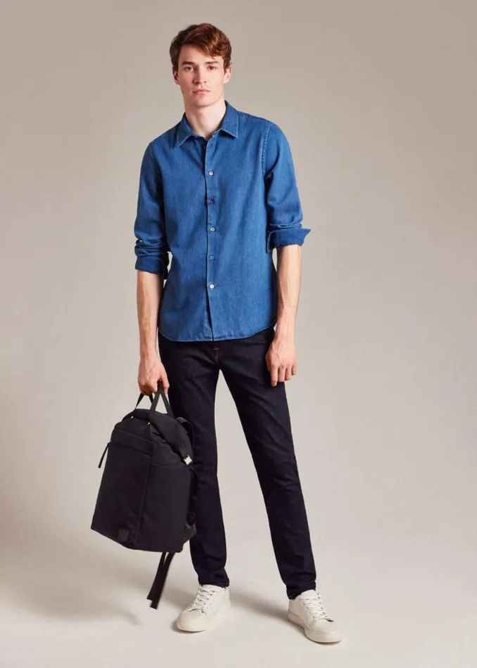 Mens Paul Smith The Classics TailoredFit MidWash Denim Shirt Mens Paul Smith The Classics TailoredFit MidWash Denim Shirt