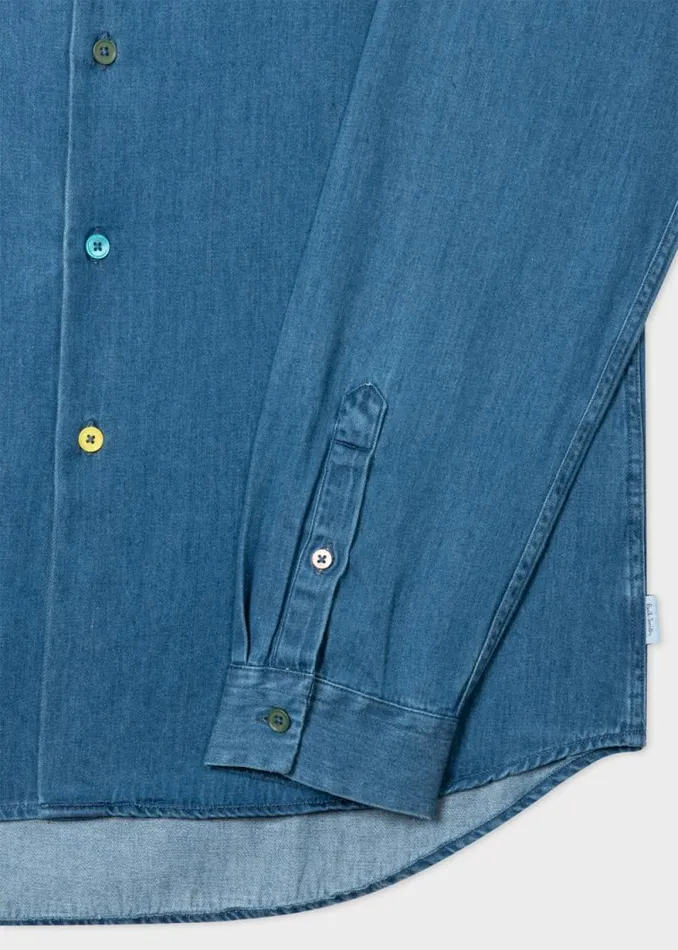 Mens Paul Smith The Classics TailoredFit MidWash Denim Shirt Mens Paul Smith The Classics TailoredFit MidWash Denim Shirt