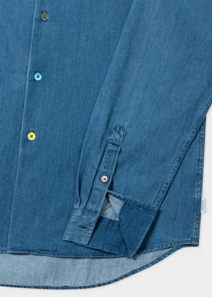 Mens Paul Smith The Classics TailoredFit MidWash Denim Shirt Mens Paul Smith The Classics TailoredFit MidWash Denim Shirt