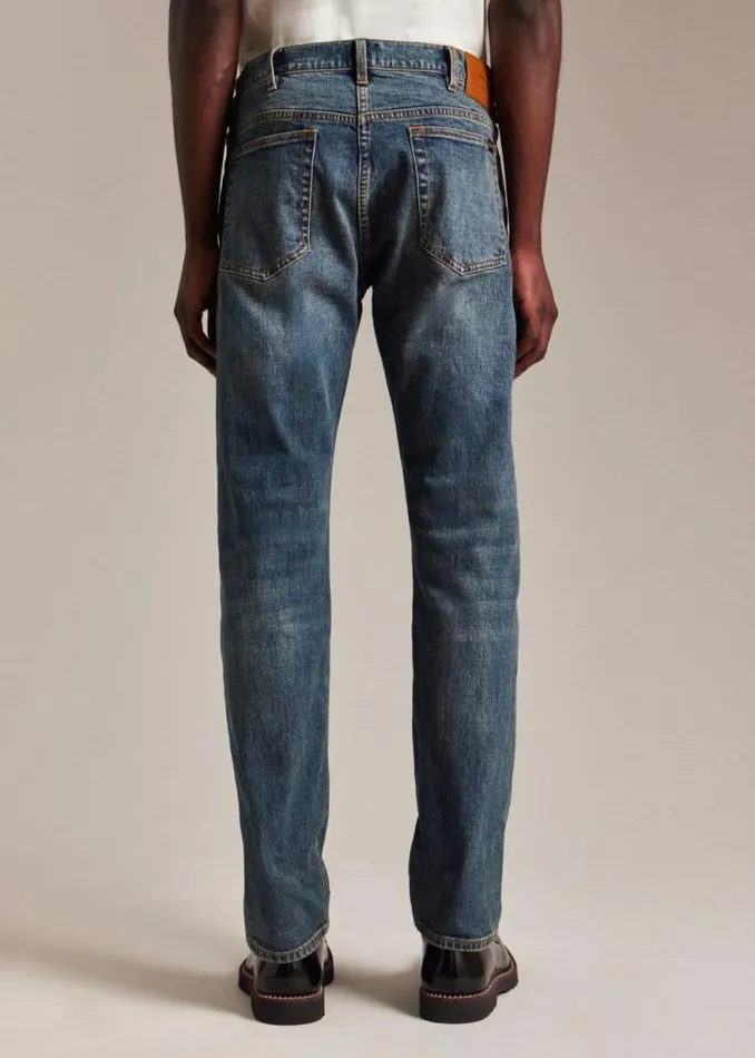 Mens Paul Smith The Classics TaperedFit 039Crosshatch Stretch039 BlueRinse Jeans