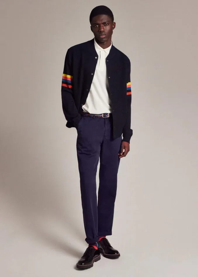 Mens Paul Smith The Classics White Cotton 039Artist Stripe039 Placket Polo Shirt