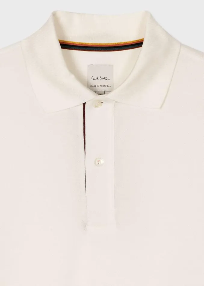 Mens Paul Smith The Classics White Cotton 039Artist Stripe039 Placket Polo Shirt