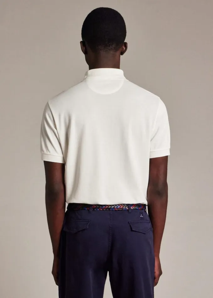 Mens Paul Smith The Classics White Cotton 039Artist Stripe039 Placket Polo Shirt