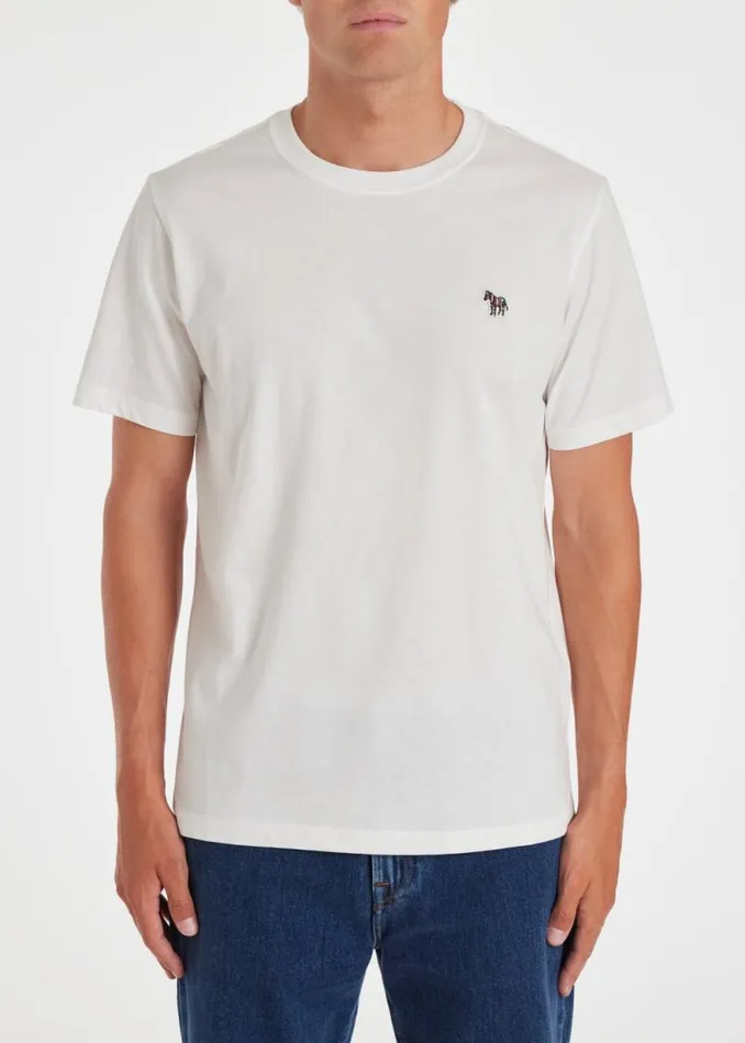 Mens Paul Smith The Classics White Cotton Zebra Logo TShirt