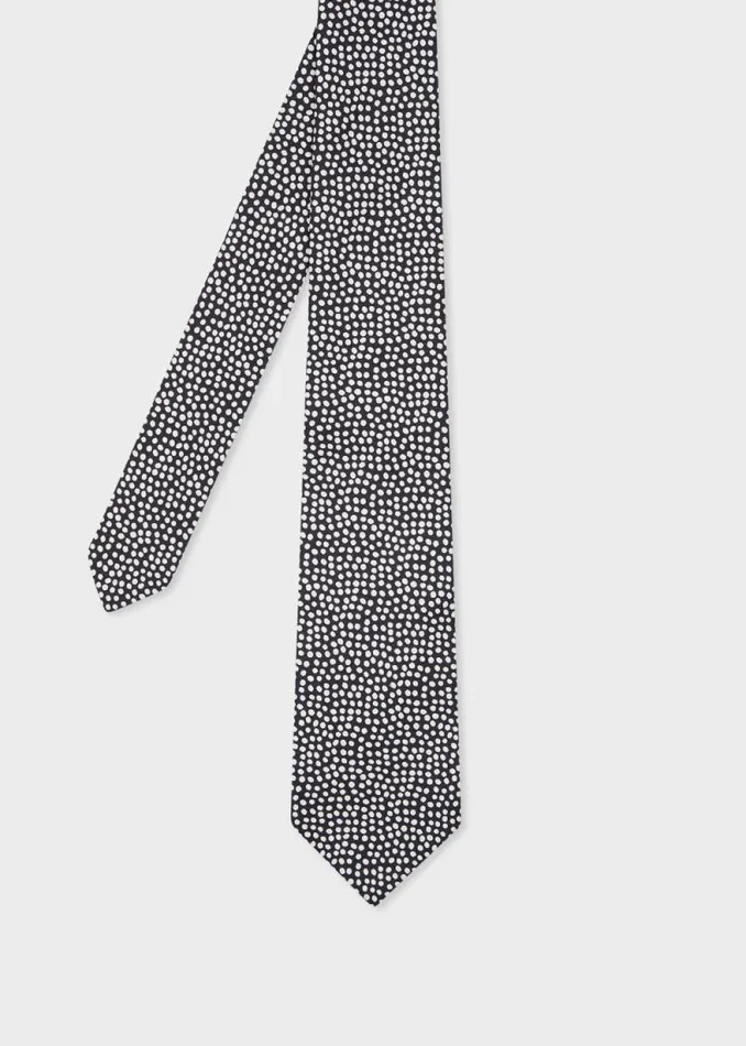 Mens Paul Smith Ties Black Silk Polka Dot Tie
