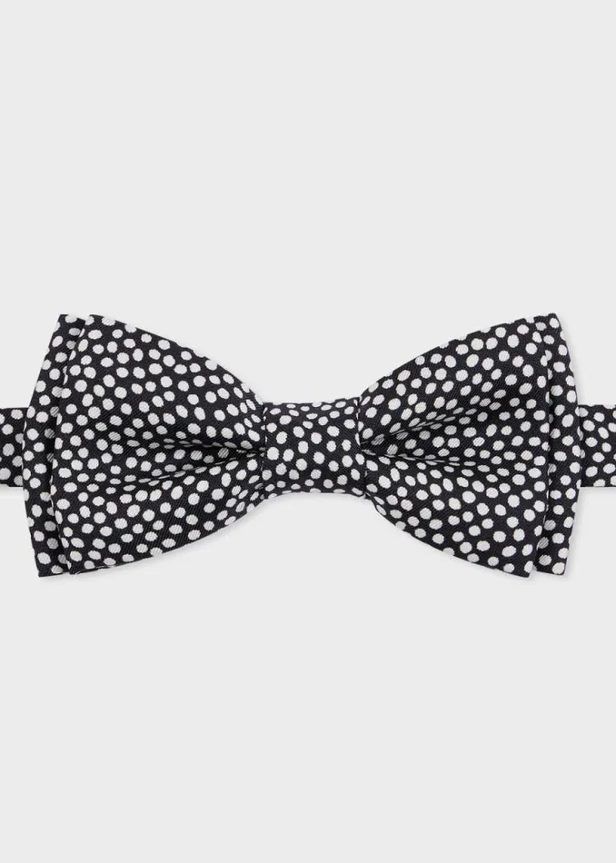 Mens Paul Smith Ties Black Silk PreTied Polka Dot Bow Tie