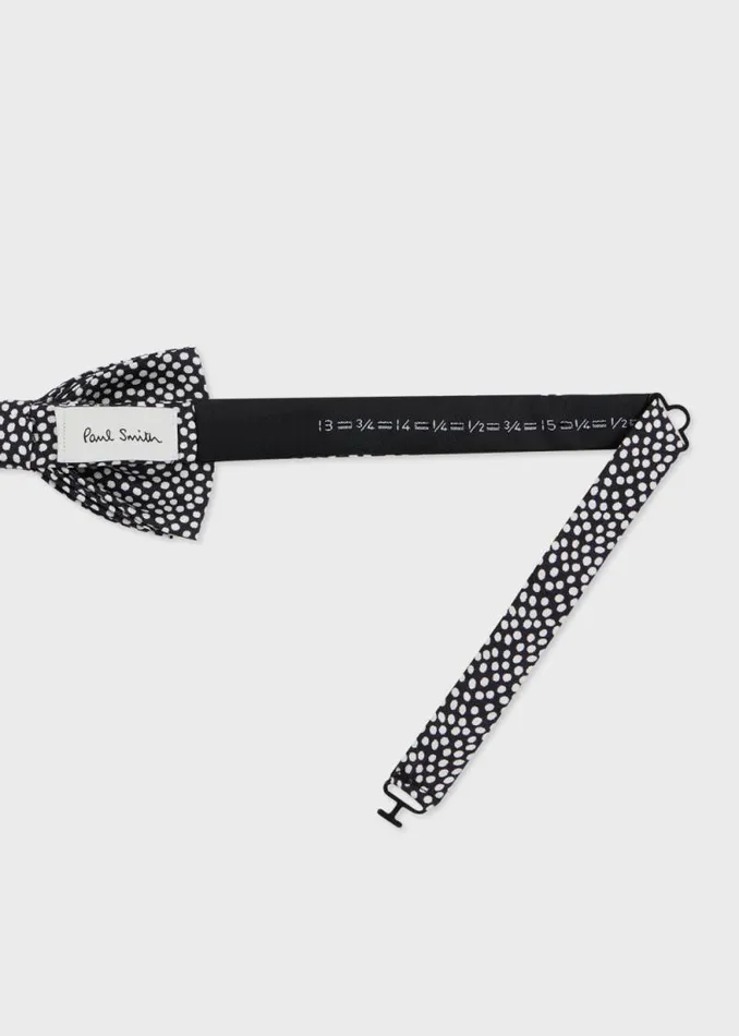 Mens Paul Smith Ties Black Silk PreTied Polka Dot Bow Tie