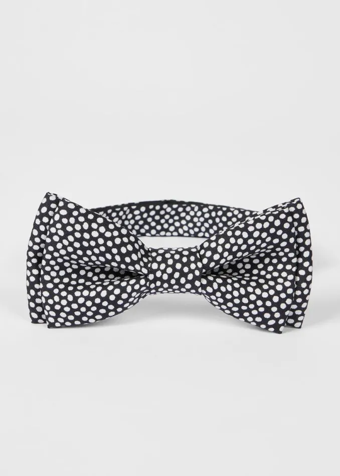 Mens Paul Smith Ties Black Silk PreTied Polka Dot Bow Tie
