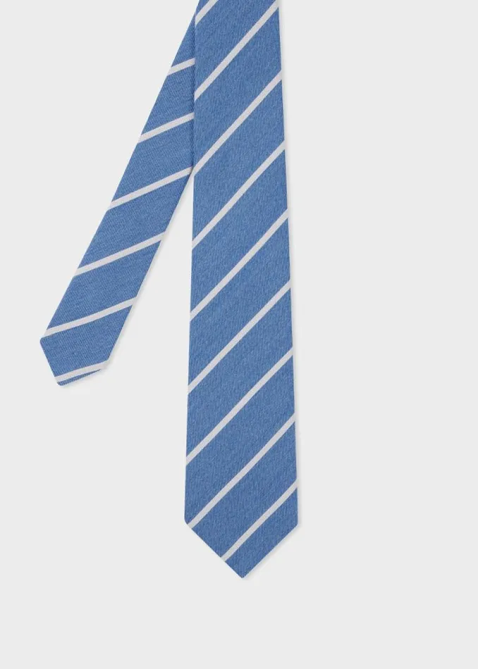 Mens Paul Smith Ties Blue WoolSilk Diagonal Stripe Tie