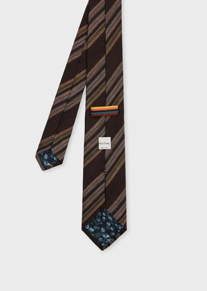 Mens Paul Smith Ties Brown LinenSilk Block Stripe Tie Mens Paul Smith Ties Brown LinenSilk Block Stripe Tie