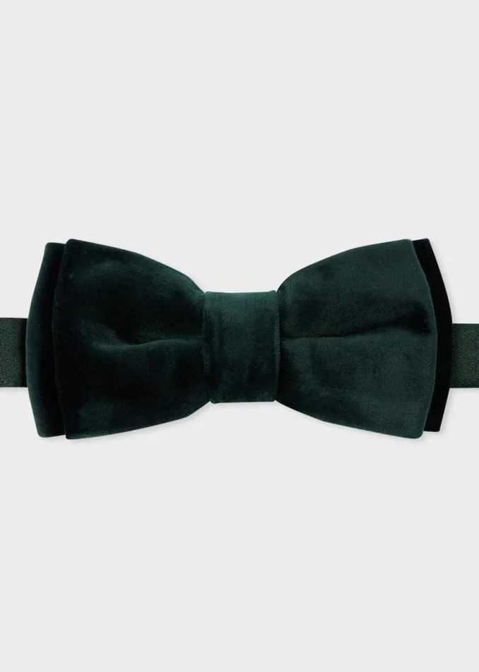 Mens Paul Smith Ties Dark Green PreTied Velvet Bow Tie