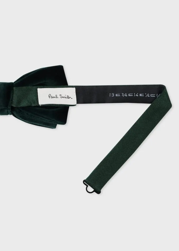 Mens Paul Smith Ties Dark Green PreTied Velvet Bow Tie Mens Paul Smith Ties Dark Green PreTied Velvet Bow Tie