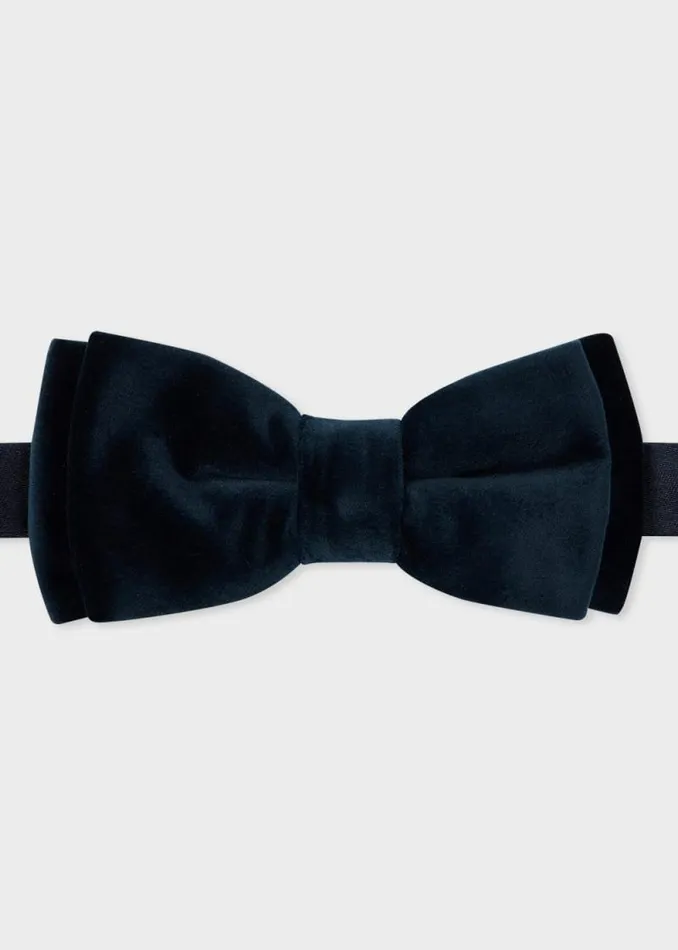 Mens Paul Smith Ties Dark Navy Velvet PreTied Bow Tie