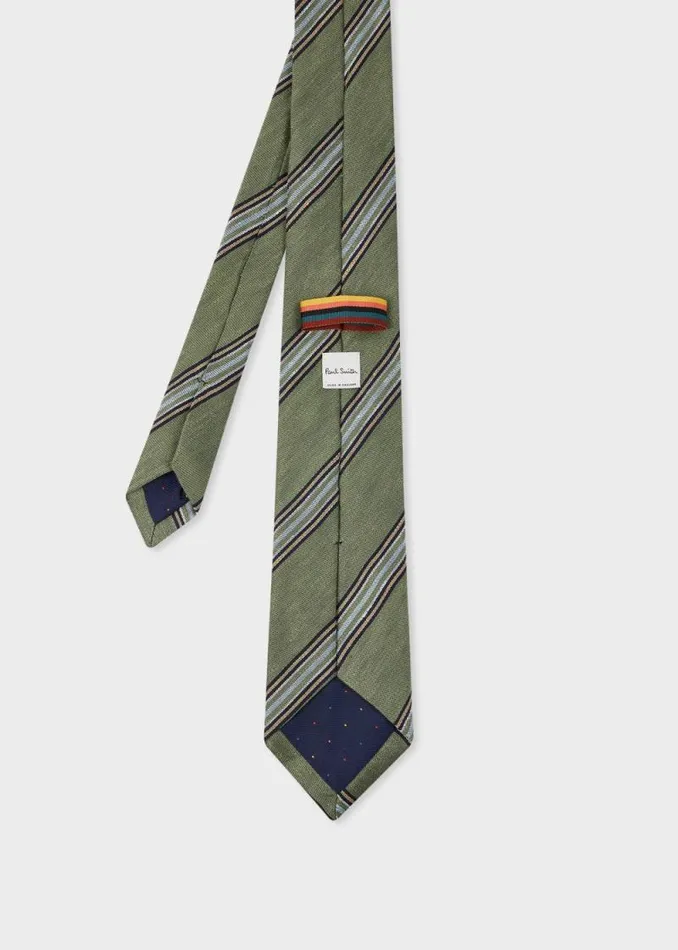 Mens Paul Smith Ties Green LinenBlend Block Stripe Tie Mens Paul Smith Ties Green LinenBlend Block Stripe Tie