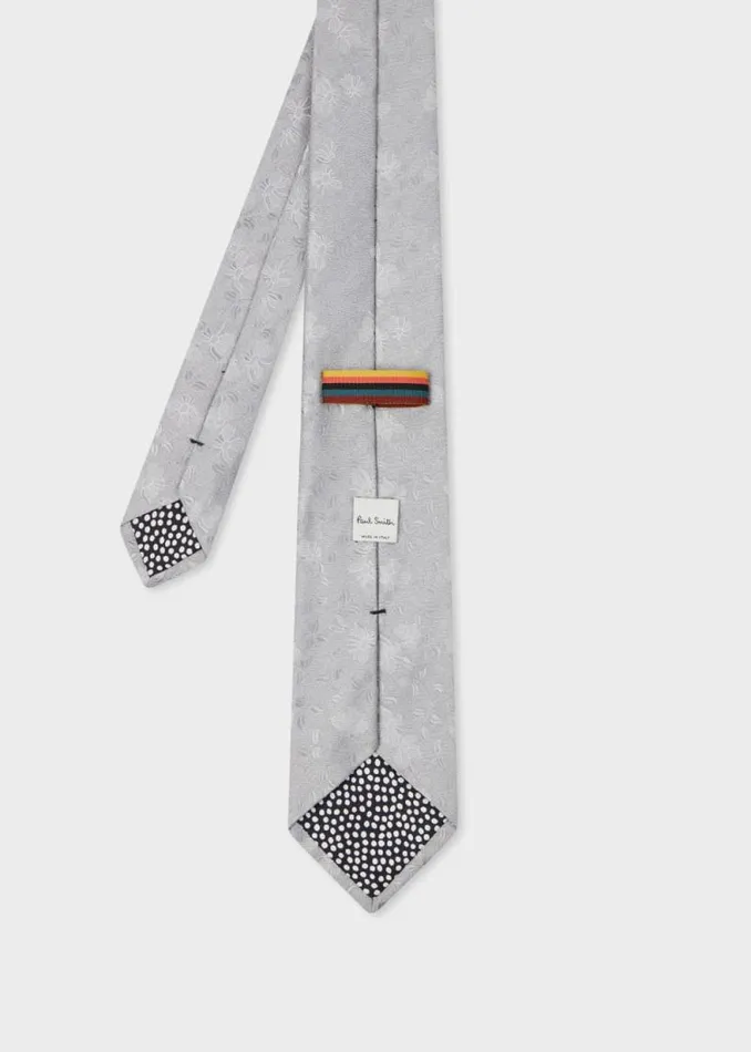 Mens Paul Smith Ties Grey Floral Jacquard Silk Tie Mens Paul Smith Ties Grey Floral Jacquard Silk Tie