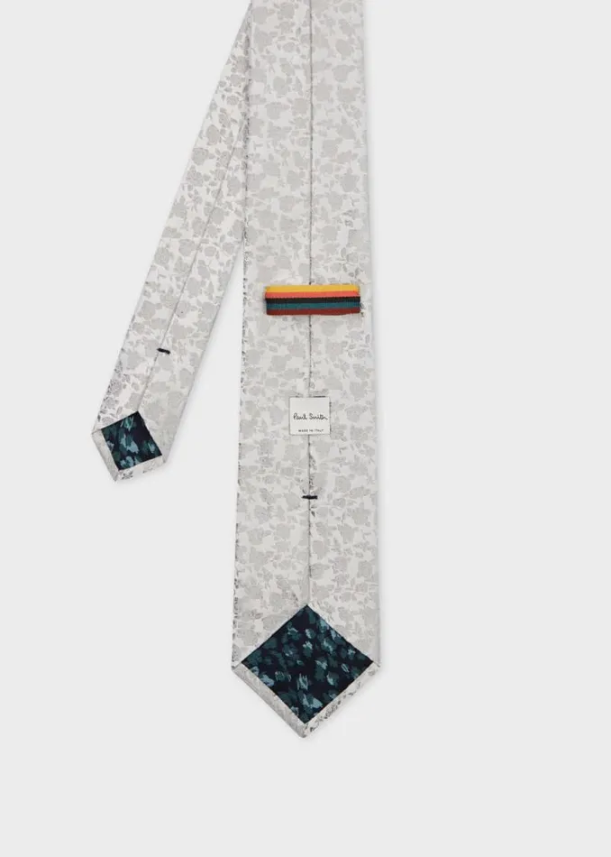Mens Paul Smith Ties Grey Floral Silk Tie Mens Paul Smith Ties Grey Floral Silk Tie