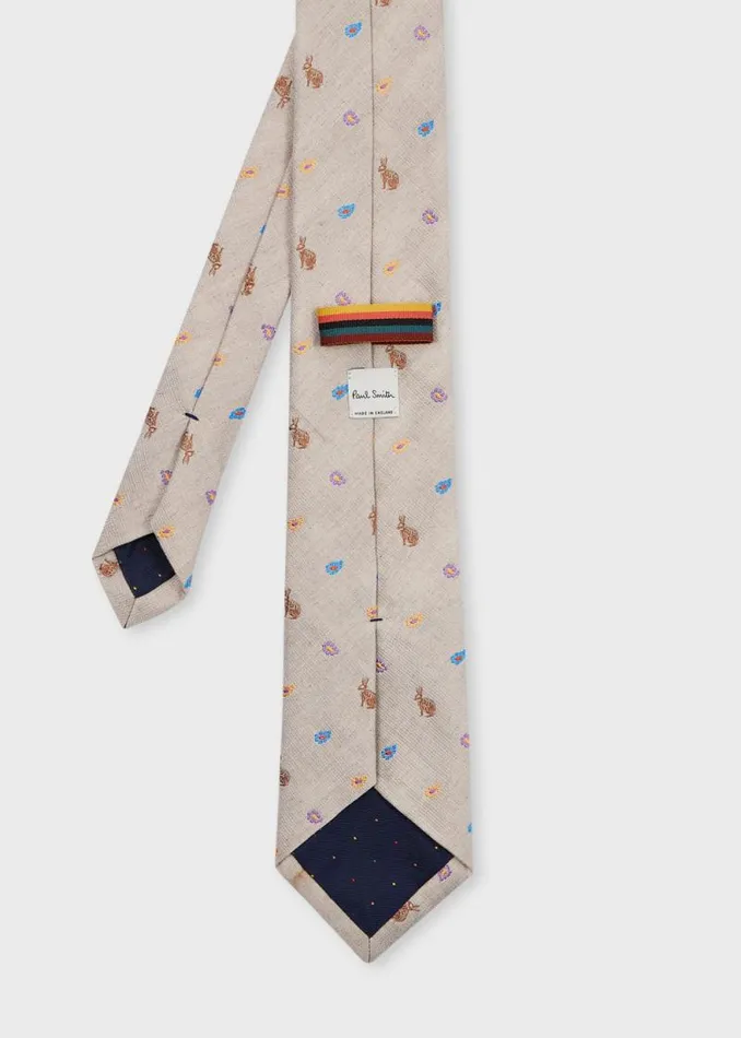 Mens Paul Smith Ties Grey SilkLinen 039Rabbit Paisley039 Tie Mens Paul Smith Ties Grey SilkLinen 039Rabbit Paisley039 Tie