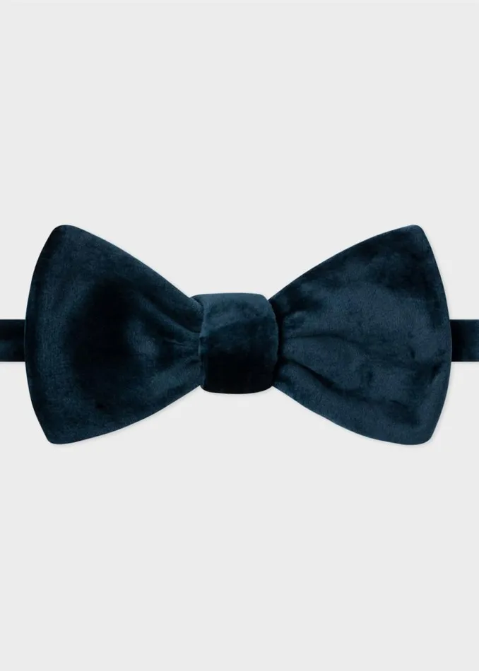 Mens Paul Smith Ties Midnight Blue Velvet SelfTie Bow Tie