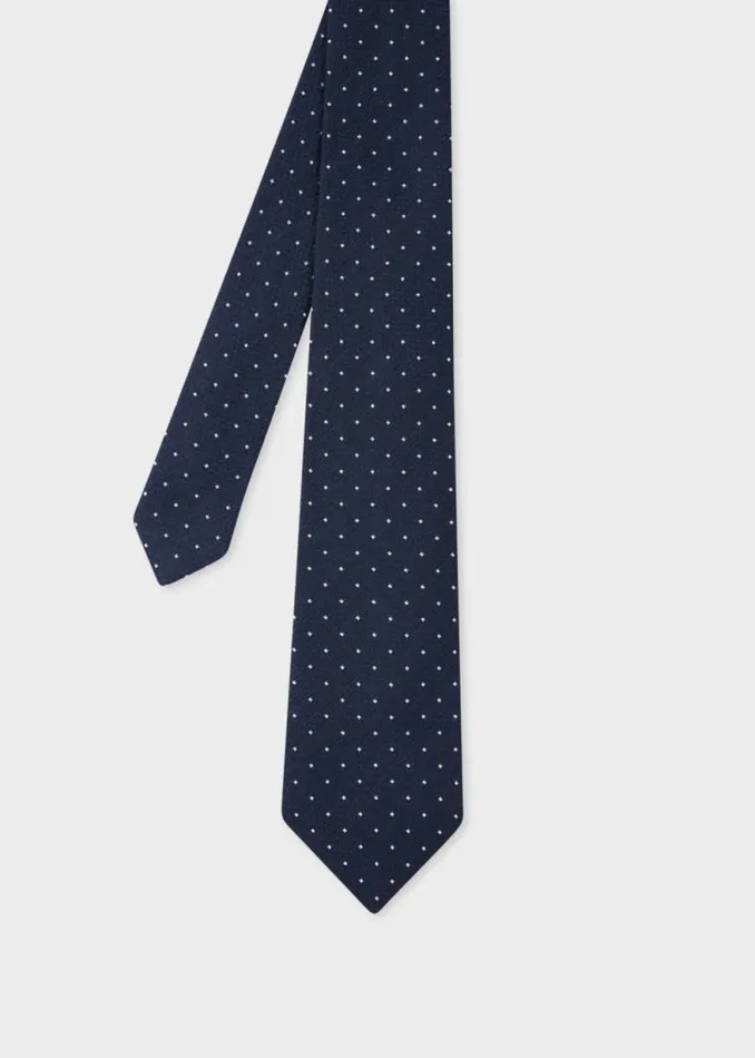 Mens Paul Smith Ties Navy Cubic Polka Dot Tie