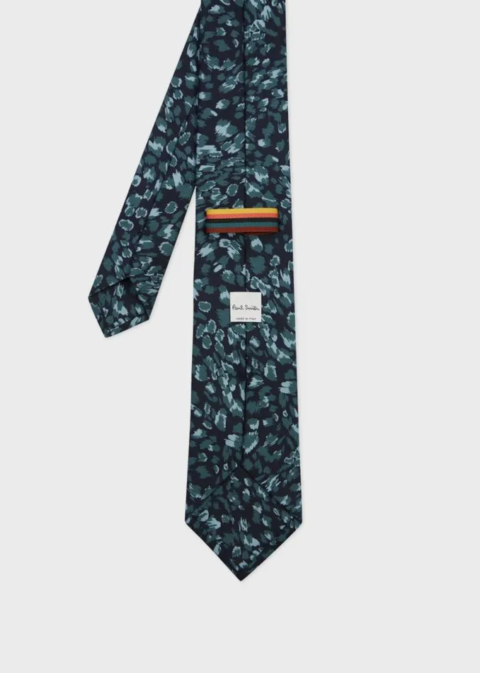 Mens Paul Smith Ties Navy Leopard Silk Tie Mens Paul Smith Ties Navy Leopard Silk Tie