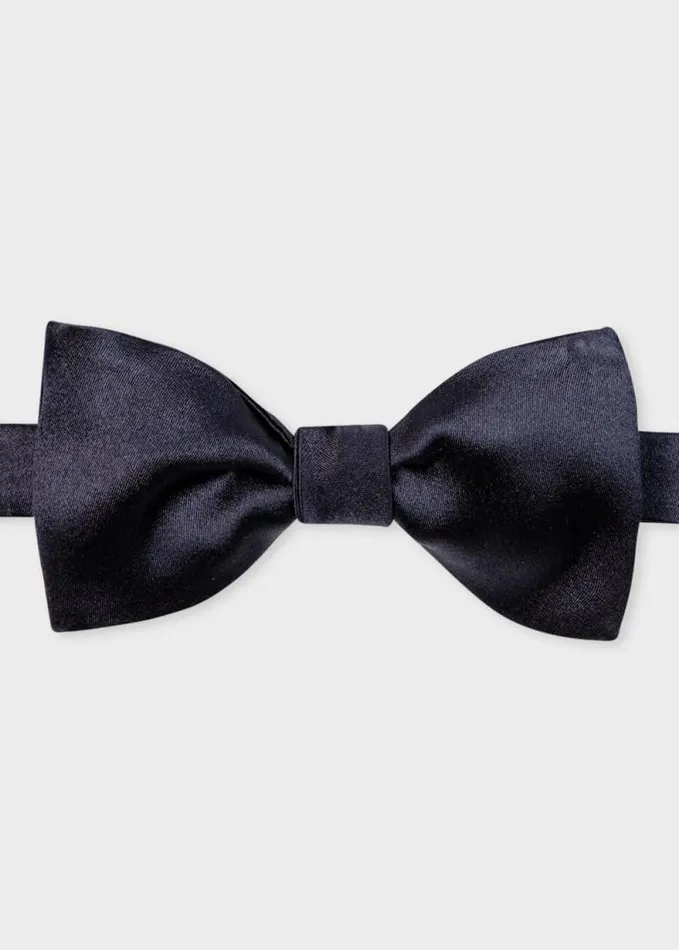 Mens Paul Smith Ties Navy Silk Satin SelfTie Bow Tie