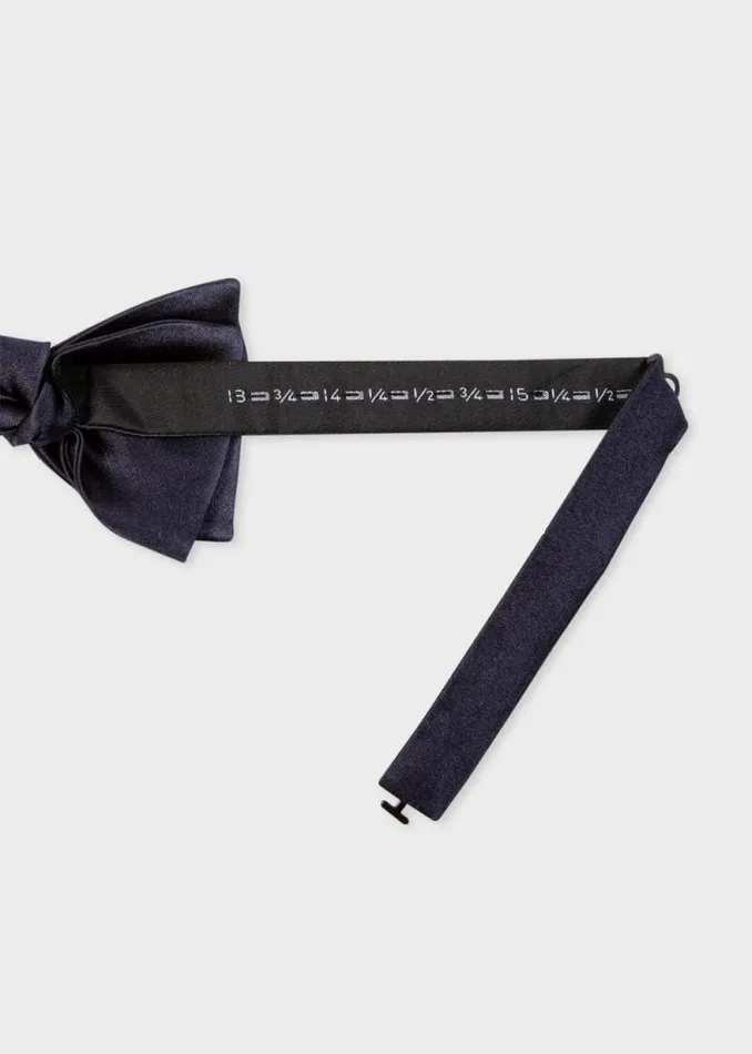 Mens Paul Smith Ties Navy Silk Satin SelfTie Bow Tie