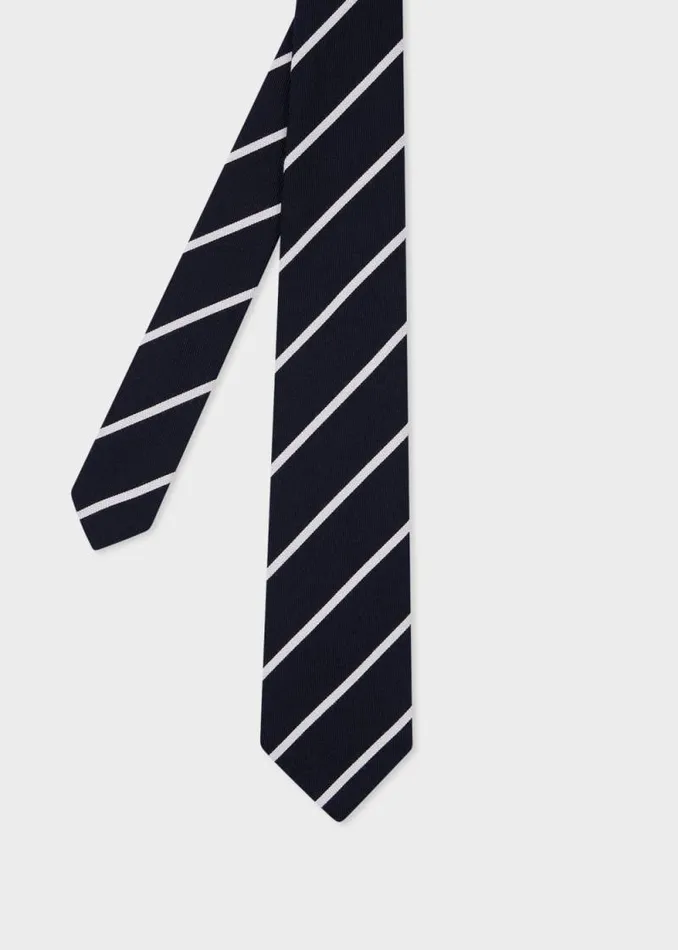 Mens Paul Smith Ties Navy WoolSilk Diagonal Stripe Tie