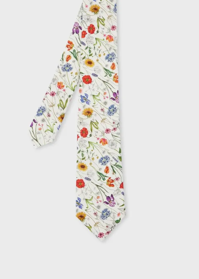 Mens Paul Smith Ties White Cotton 039Liberty Floral039 Tie