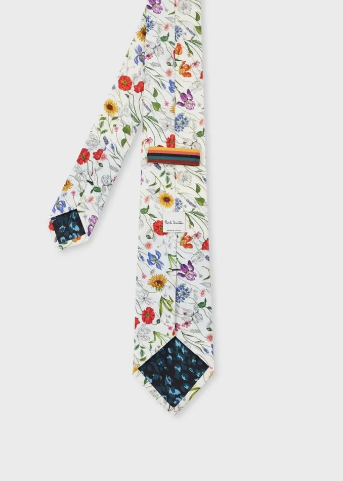Mens Paul Smith Ties White Cotton 039Liberty Floral039 Tie Mens Paul Smith Ties White Cotton 039Liberty Floral039 Tie